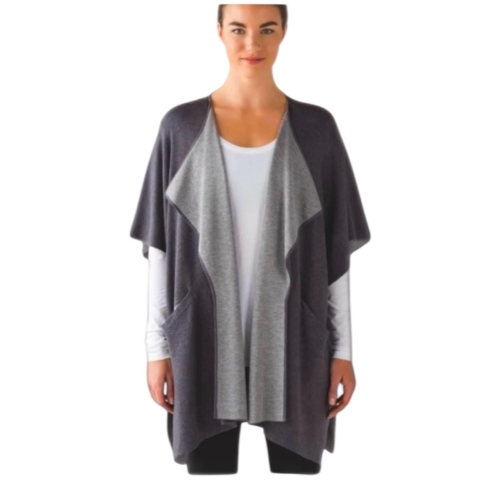 Lululemon After Asana Wrap Gray Reversible Cardigan Sweater OS